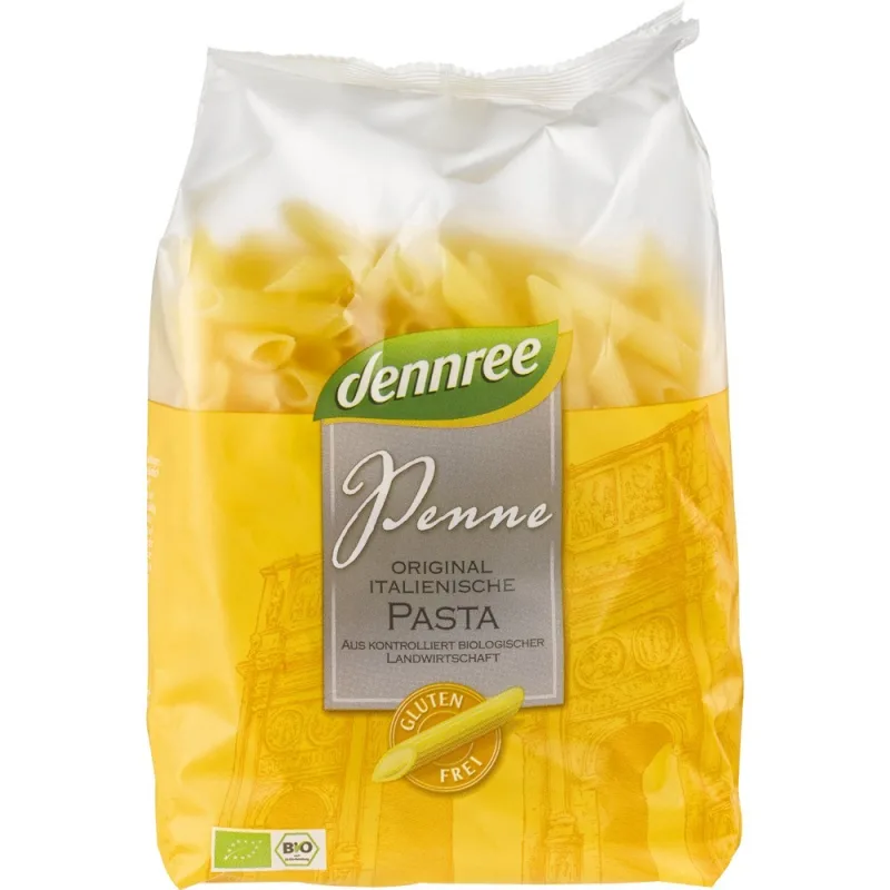 Penne eco din porumb si orez fara gluten, 500g, Dennree — preț și oferte