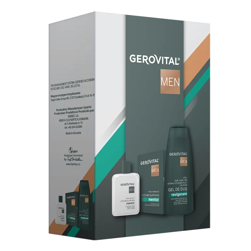 Set Men Lotiune dupa ras 100ml + Gel de dus revigorant 3 in 1 400ml, Gerovital — preț și oferte