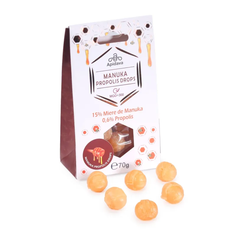 Dropsuri cu miere de manuka si propolis, 70g, Apidava Apidava Cosmetic Line — preț și oferte