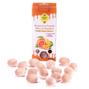 Dropsuri cu miere si propolis cu vitamina c si citrice, 44g, Apidava