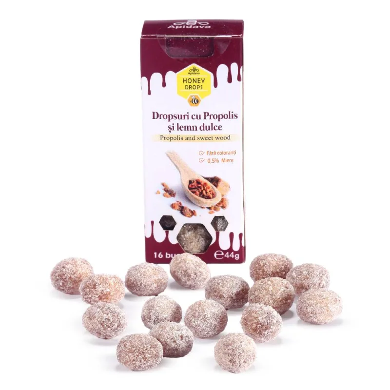 Dropsuri cu propolis si lemn dulce, 44g, Apidava Apidava Cosmetic Line — preț și oferte