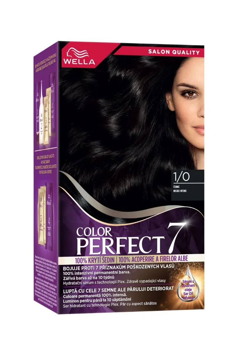 Vopsea de par permanenta Negru Intens 1/0 Color Perfect, 135ml, Wella — preț și oferte