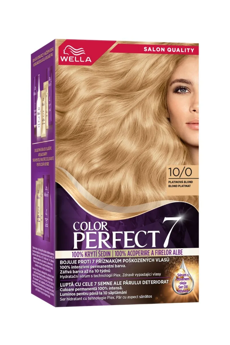 Vopsea de par permanenta Blond Platinat 10/0 Color Perfect, 135ml, Wella — preț și oferte