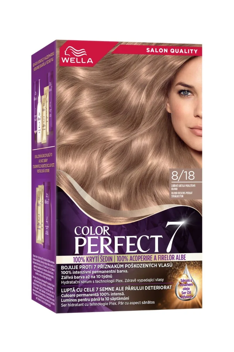 Vopsea de par permanenta Blond Deschis Perlat Stralucitor 8/18 Color Perfect, 135ml, Wella — preț și oferte