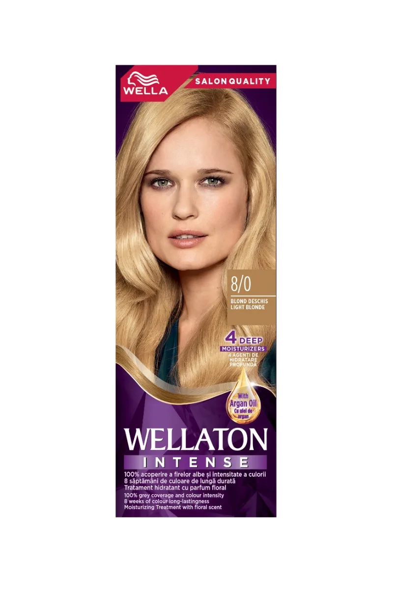 Vopsea de par permanenta Blond Deschis 8.0 Wellaton, 110ml, Wella — preț și oferte