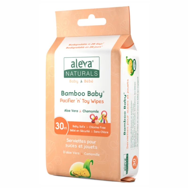 Servetele umede din fibre de bambus pentru curatare suzete si jucarii, 30 bucati, Aleva Naturals — preț și oferte