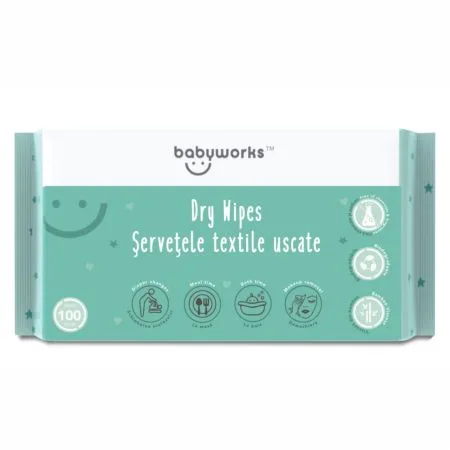 Servetele uscate 100% Biodegradabile, 100 bucati, Baby Works — preț și oferte