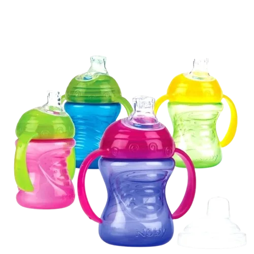Pahar Stop Picatura cu manere si tetina +6 luni, 240ml, Nuby — preț și oferte