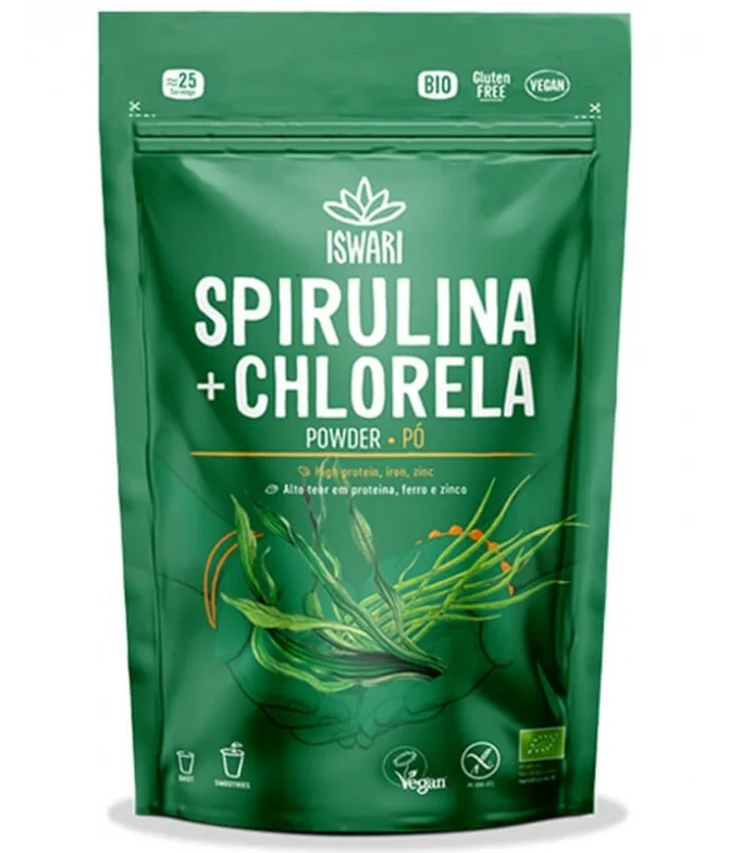 Pulbere bio de spirulina si chlorella, 125g, Iswari — preț și oferte