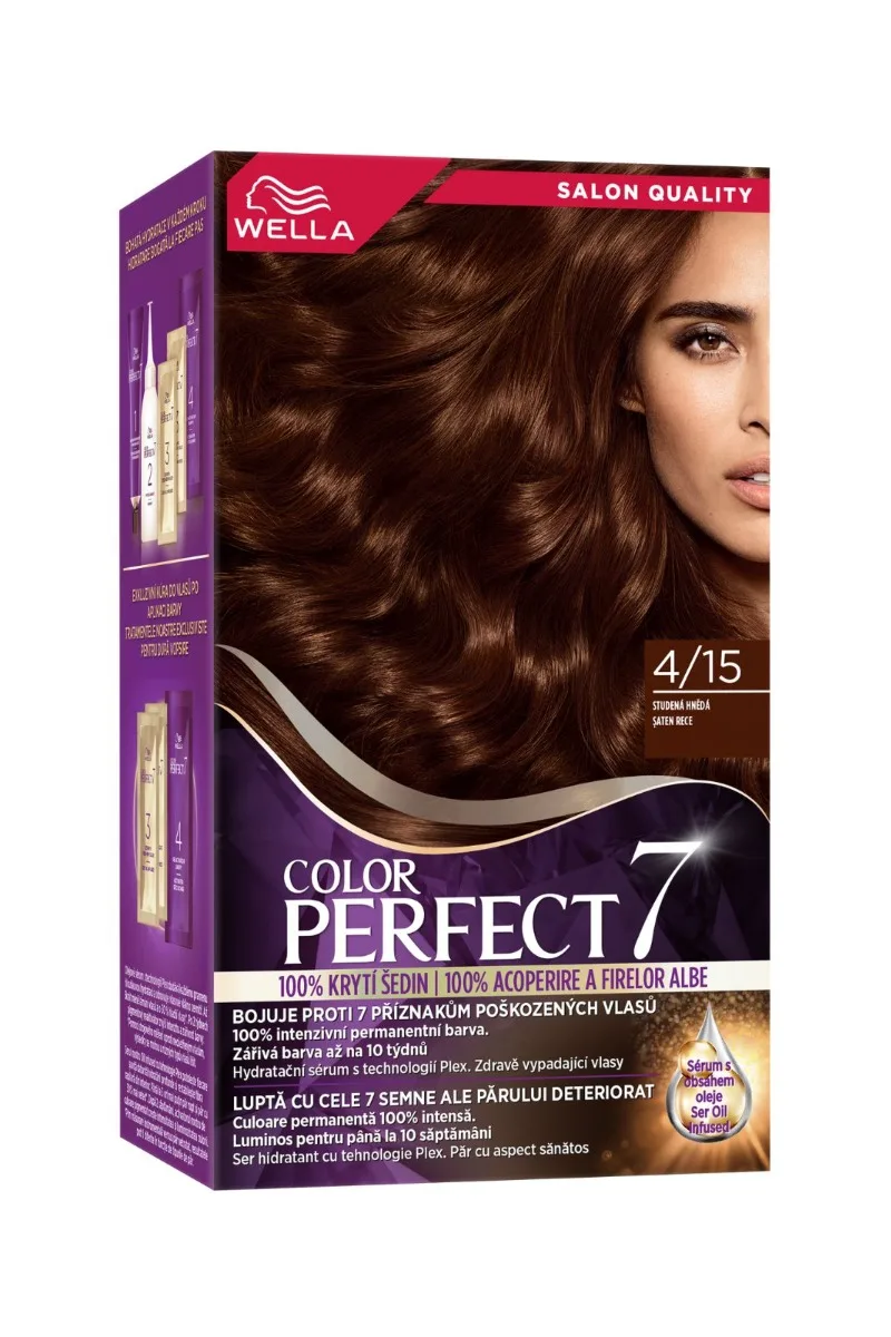 Vopsea de par permanenta Saten Rece 4/15 Color Perfect, 135ml, Wella — preț și oferte