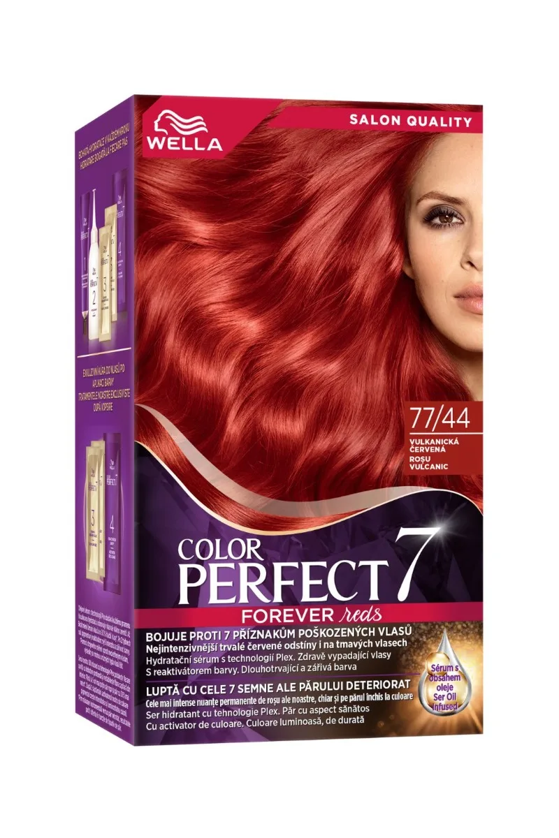 Vopsea de par permanenta Rosu Vulcanic 77/44 Color Perfect, 135ml, Wella — preț și oferte