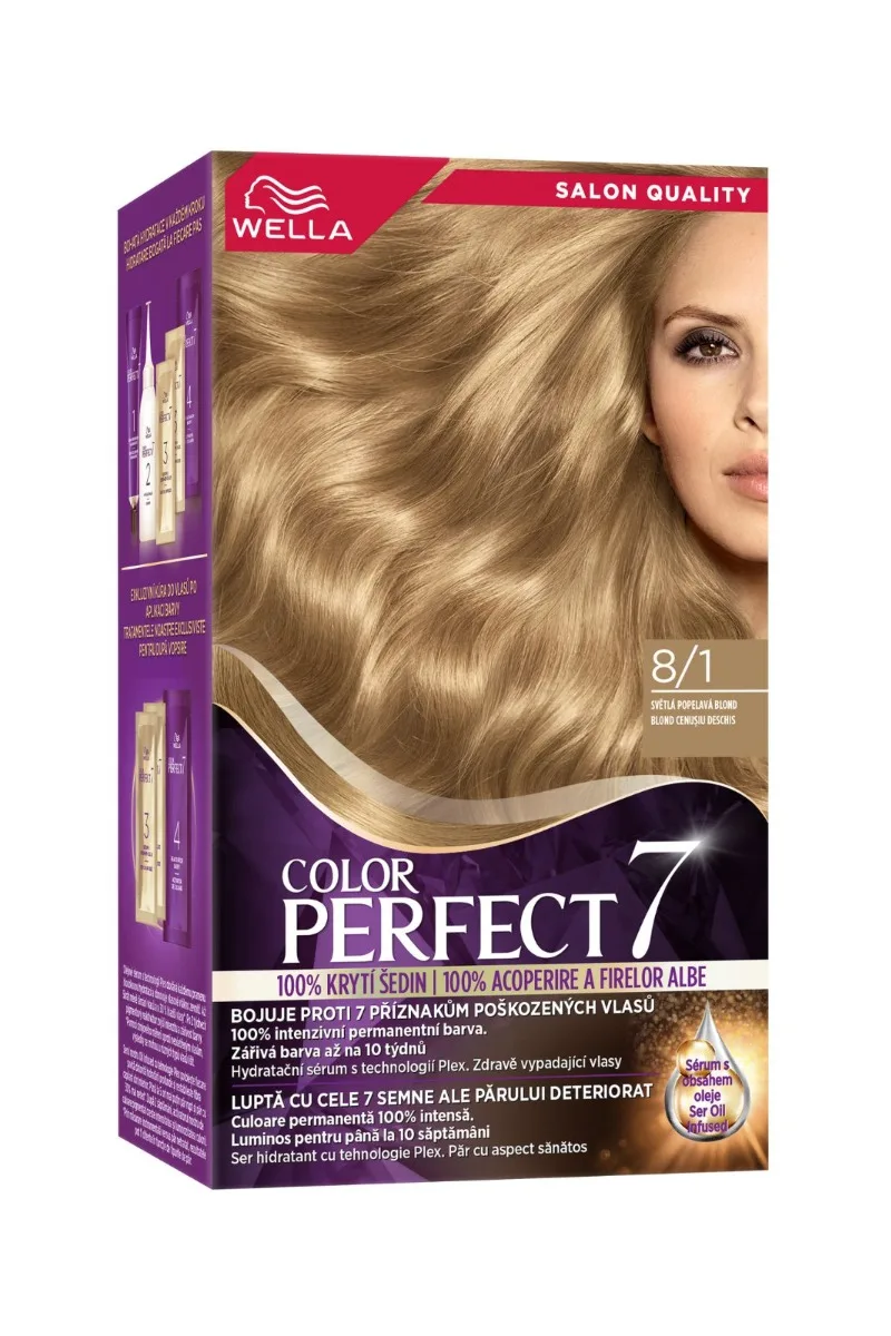 Vopsea de par permanenta Blond Cenusiu Deschis 8/1 Color Perfect, 135ml, Wella — preț și oferte