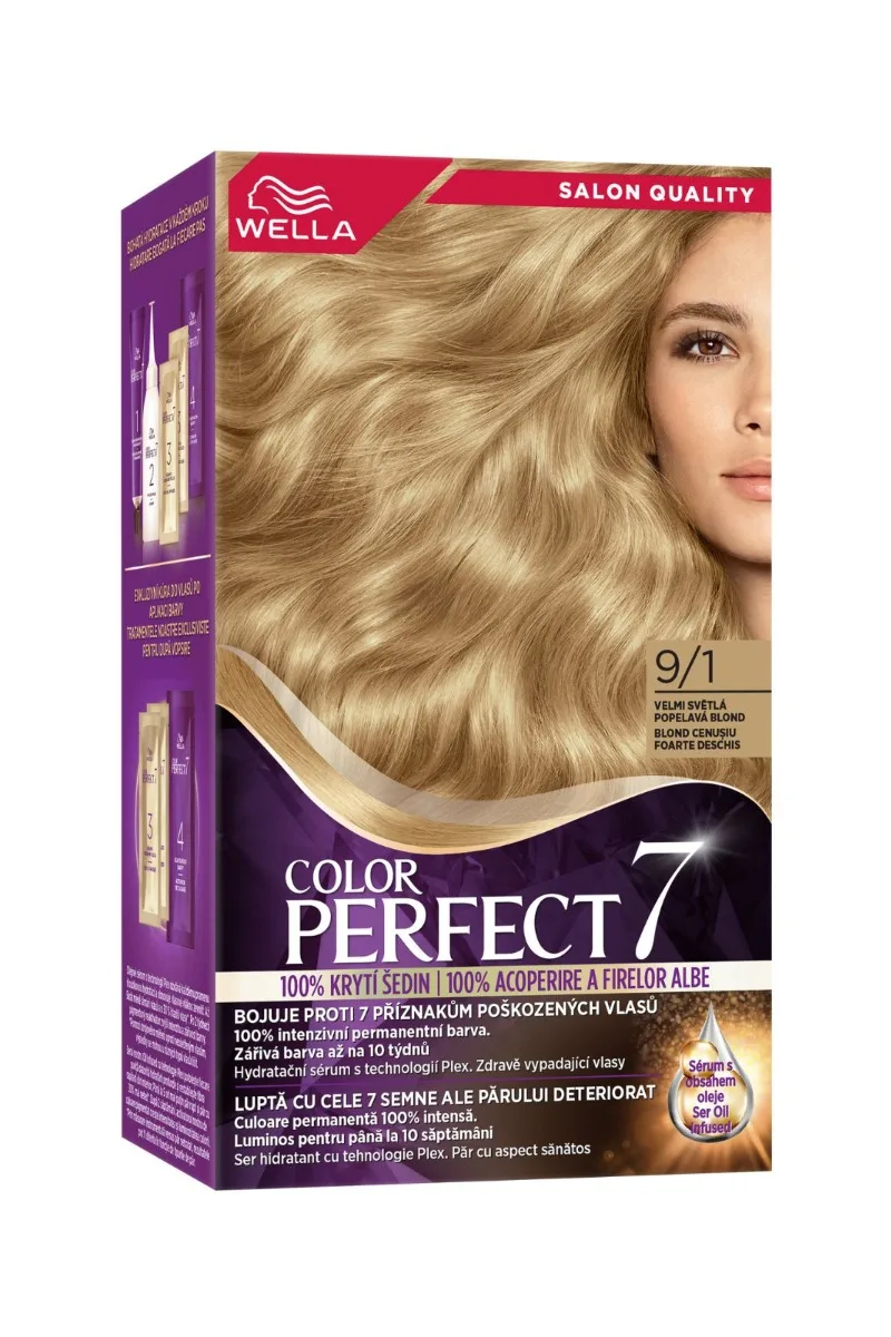 Vopsea de par permanenta Blond Cenusiu Foarte Deschis 9/1 Color Perfect, 135ml, Wella — preț și oferte