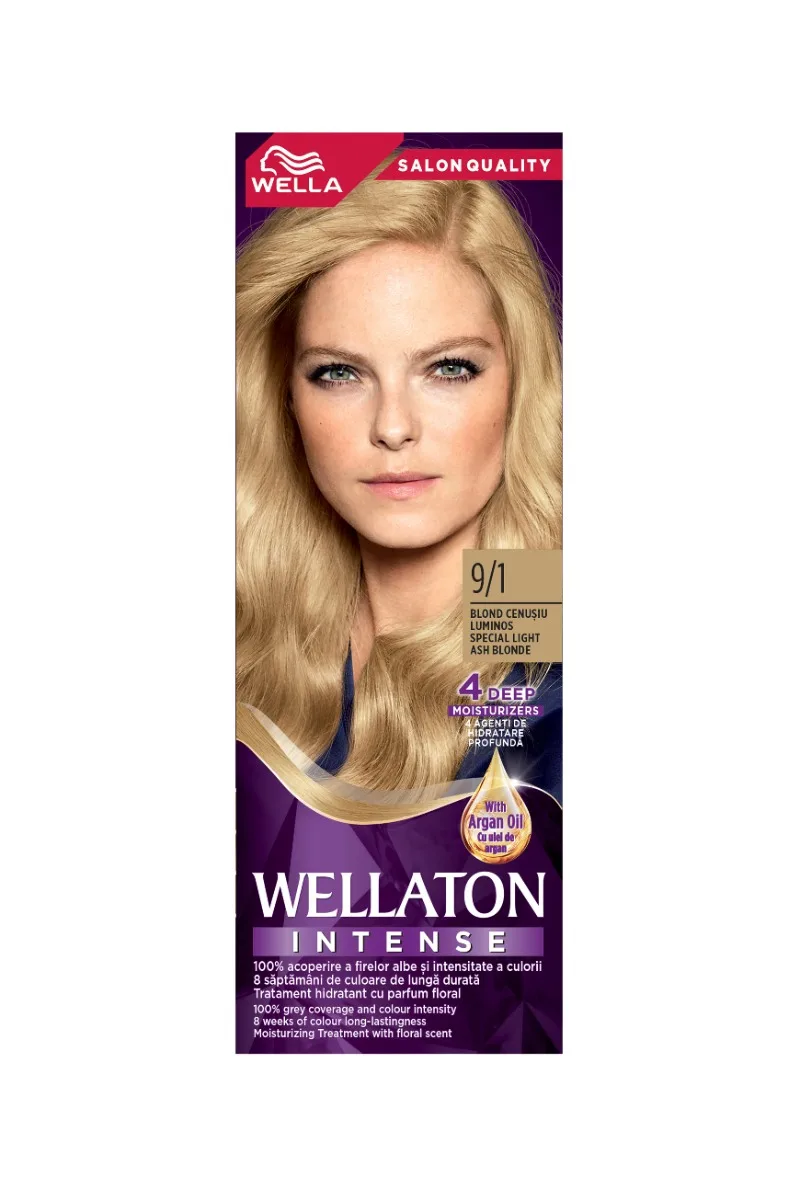 Vopsea de par permanenta Blond Cenusiu Luminos 9.1 Wellaton, 110ml, Wella — preț și oferte
