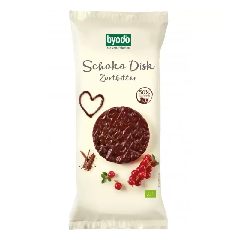 Rondele din orez integral cu ciocolata amaruie Eco fara gluten, 65g, Byodo — preț și oferte