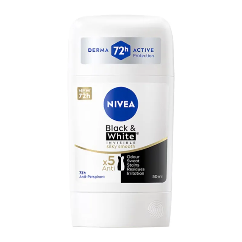 Deodorant stick pentru femei Black & White Silky Smooth, 50ml, Nivea — preț și oferte