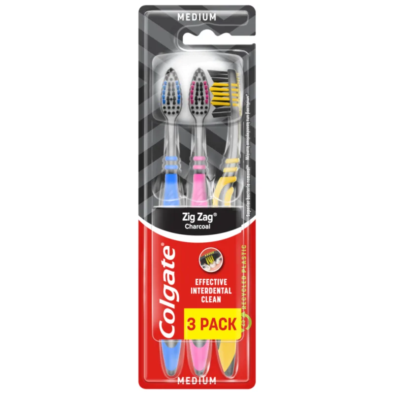 Set periute de dinti ZigZag Charcoal, 3 bucati, Colgate — preț și oferte