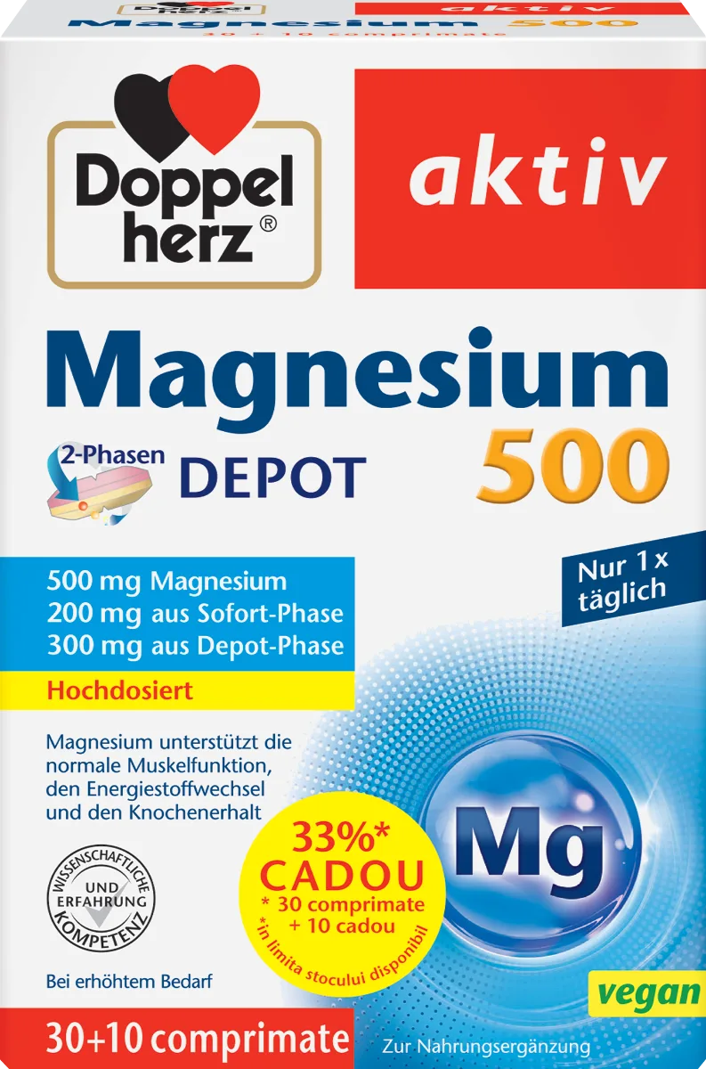 Pachet Aktiv Magneziu 500, 30 + 10 comprimate, Doppelherz — preț și oferte