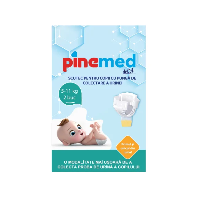 Scutec pentru bebelusi cu punga pentru colectarea urinei 5-11kg M, 2 bucati, PineMed — preț și oferte