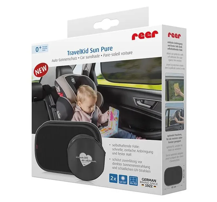 Set 2 parasolare auto cu lipire fara ventuze Travelkid, 1 bucata, Reer — preț și oferte