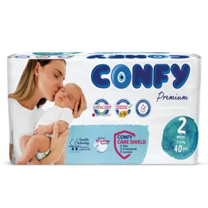 Scutece pentru copii Eco Premium Mini Nr. 2 pentru 3 – 6kg, 40 bucati, Confy