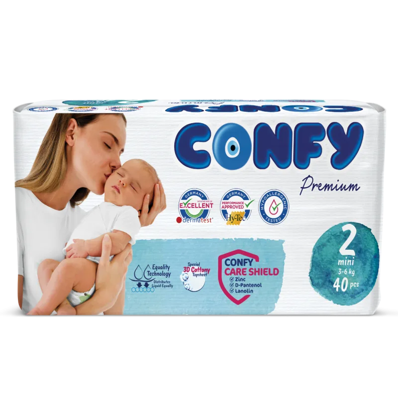Scutece pentru copii Eco Premium Mini Nr. 2 pentru 3 – 6kg, 40 bucati, Confy — preț și oferte