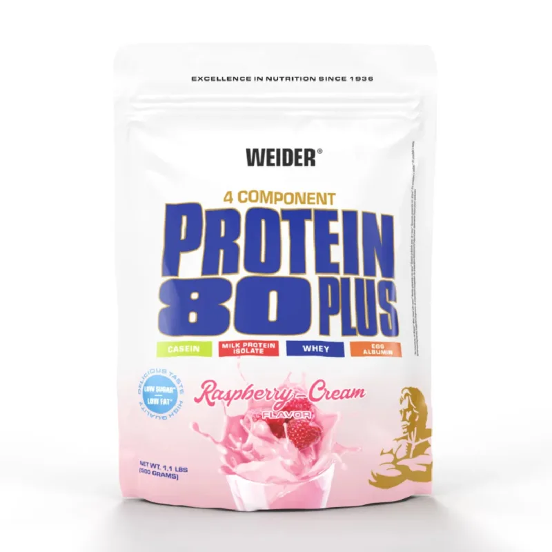 Pudra proteica cu aroma de Raspberry-Cream Protein 80+, 500g, Weider — preț și oferte