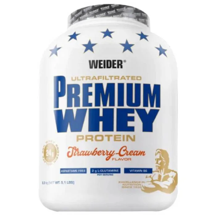 Pudra proteica cu aroma de Strawberry-Vanilla Premium Whey, 2.3kg, Weider — preț și oferte