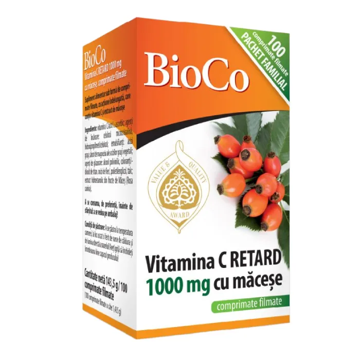 Vitamina C 1000mg cu macese, 100 comprimate, BioCo — preț și oferte