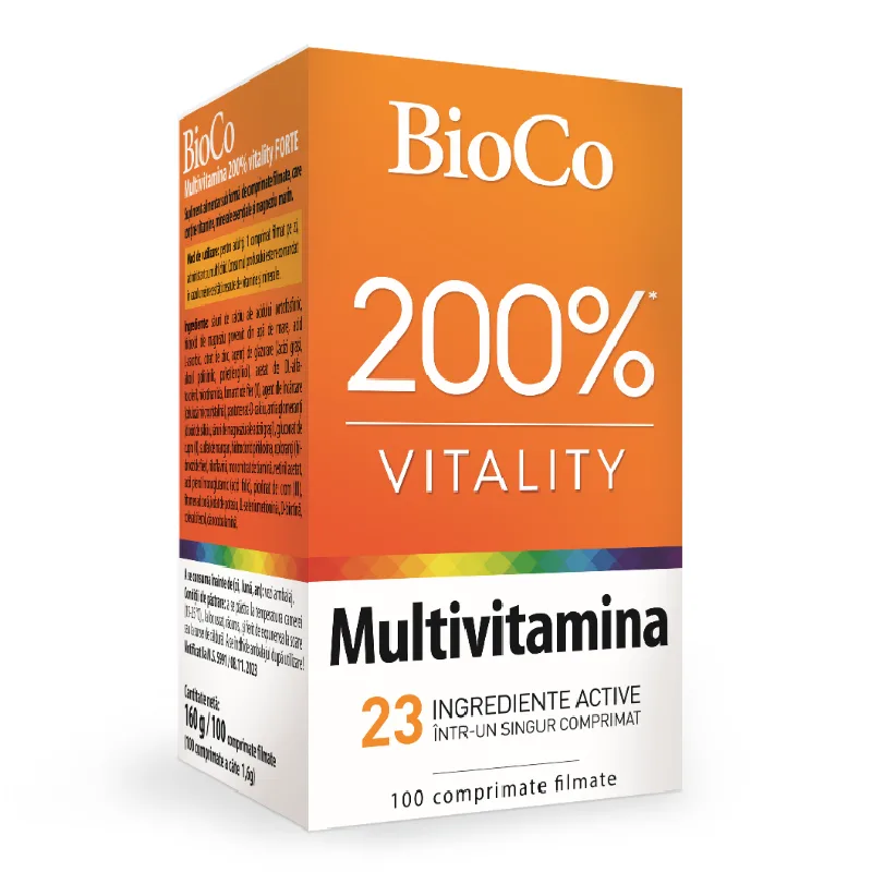 Multivitamină 200% vitality Forte, 100 comprimate, BioCo — preț și oferte