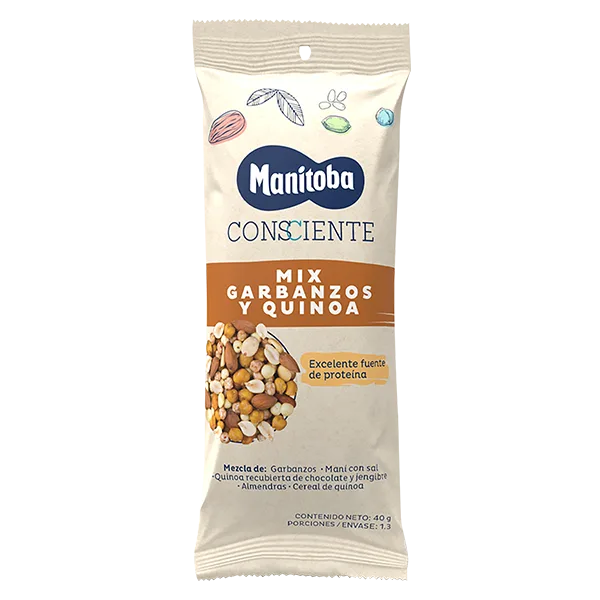 Mix de naut arahide migdale cereale de quinoa si quinoa invelita in ciocolata, 40g, Manitoba — preț și oferte