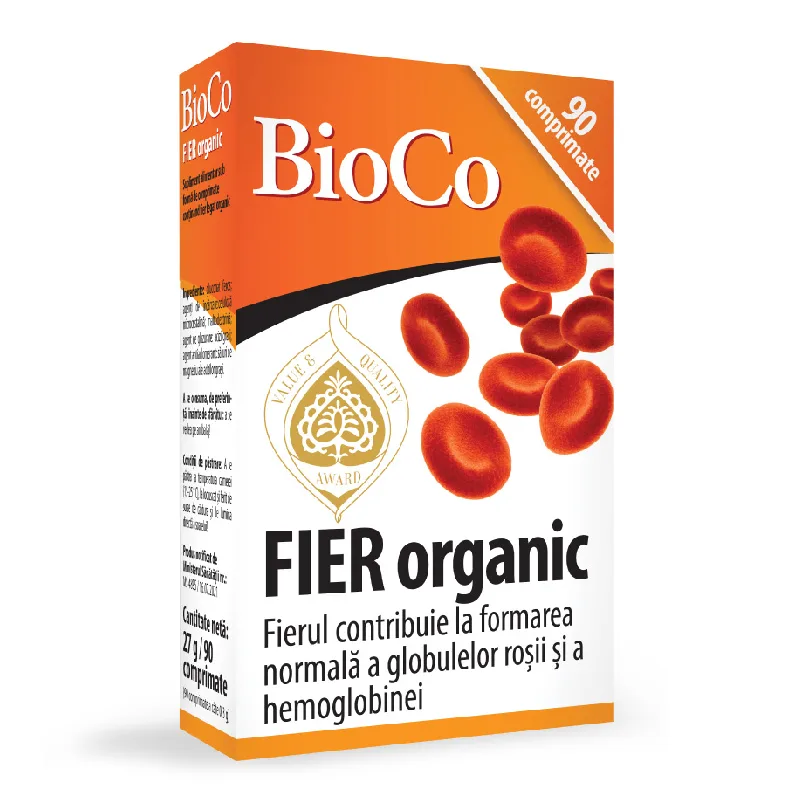 Fier Organic, 90 comprimate, BioCo — preț și oferte