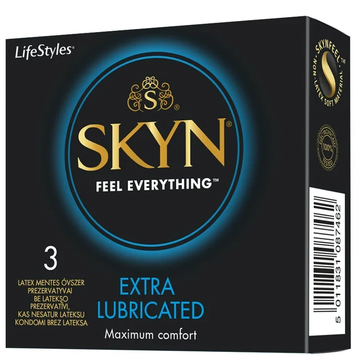 Prezervative fara latex Extra Lubricated, 3 bucati, Skyn — preț și oferte