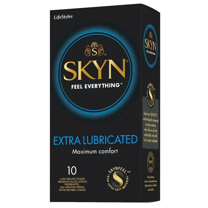 Prezervative fara latex Extra Lubricated, 10bucati, Skyn — preț și oferte