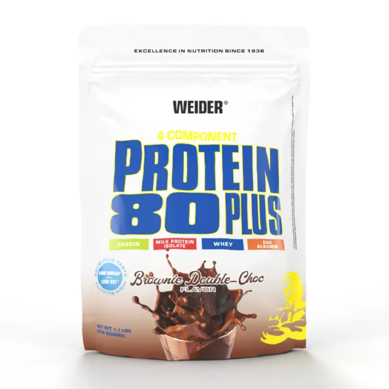 Pudra proteica cu aroma de Brownie-Double Choc Protein 80+, 500g, Weider — preț și oferte