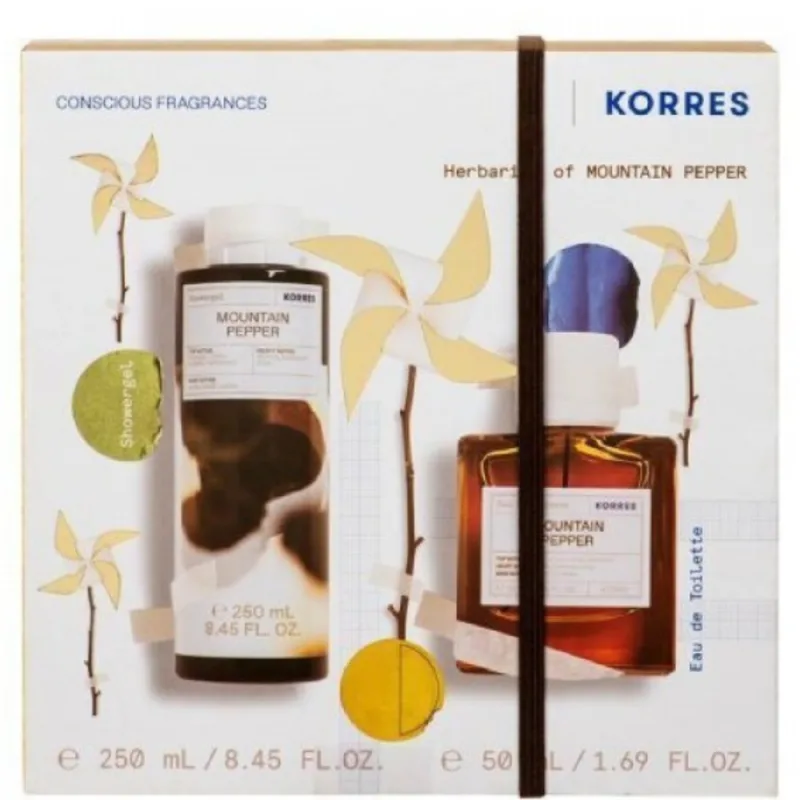 Pachet Mountain Pepper Apa de toaleta 50ml + Gel de dus 250ml, Korres — preț și oferte