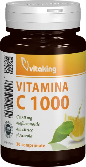 Vitamina C 1000mg cu bioflavonoide, acerola si macese, 30 comprimate, Vitaking