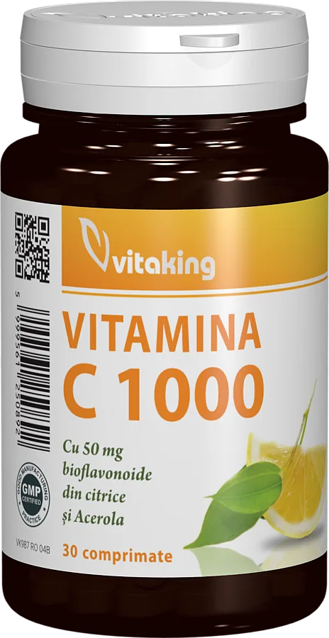 Vitamina C 1000mg cu bioflavonoide, acerola si macese, 30 comprimate, Vitaking — preț și oferte