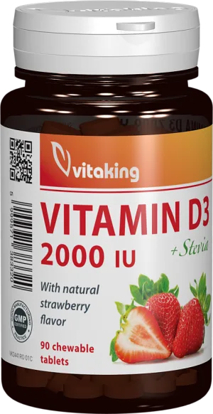 Vitamina D3 2000UI, 90 comprimate masticabile, Vitaking