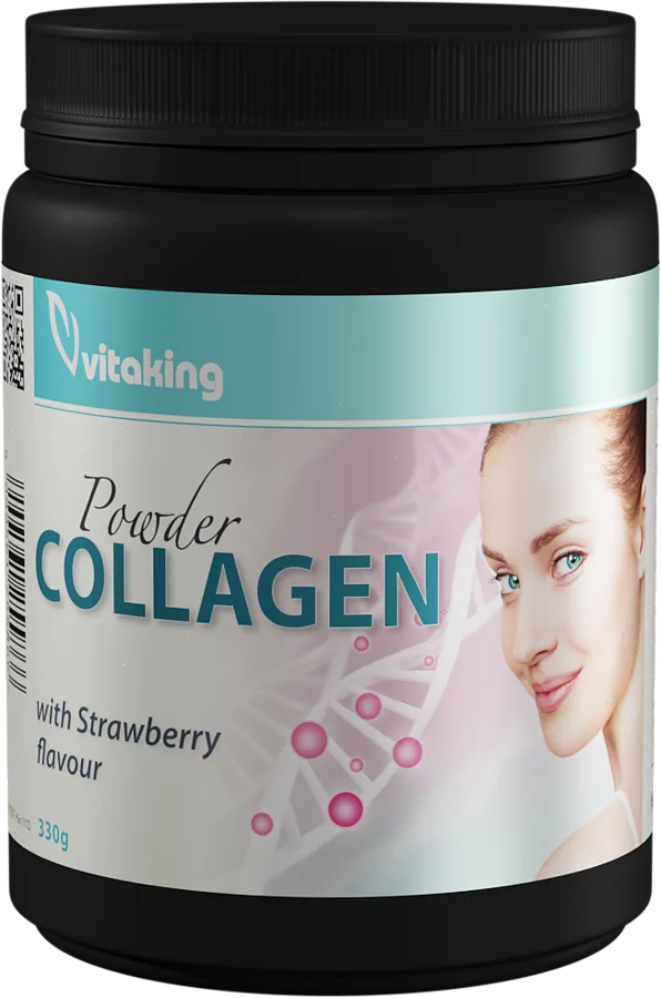 Colagen cu vitamina C cu gust de capsuni, 330g, Vitaking — preț și oferte