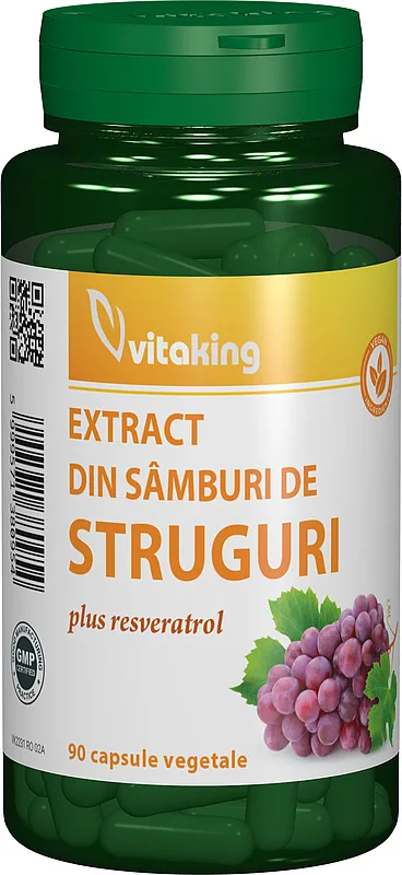 Extract din samburi de struguri cu resveratrol, 90 capsule vegetale, Vitaking — preț și oferte