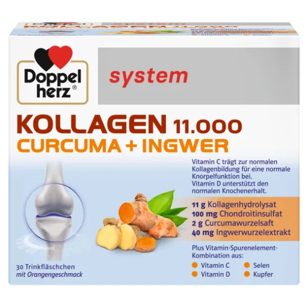 Kollagen 11000 Plus Curcuma + Ghimbir, 30 flacoane, Doppelherz — preț și oferte