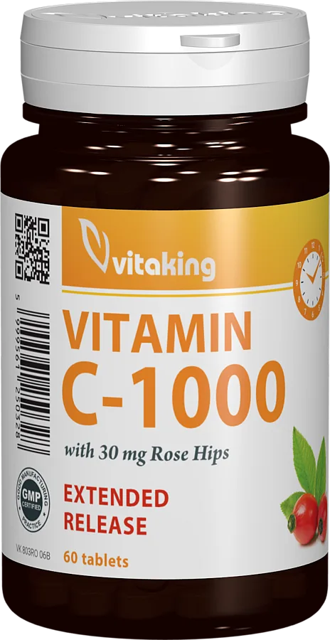 Vitamina C 1000mg cu absorbtie lenta, 60 comprimate, Vitaking — preț și oferte