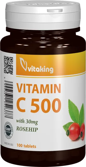 Vitamina C 500mg cu macese, 100 comprimate, Vitaking
