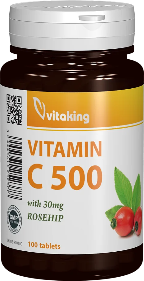 Vitamina C 500mg cu macese, 100 comprimate, Vitaking — preț și oferte