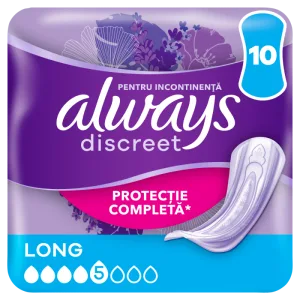 Absorbante pentru incontinenta urinara Discreet Long, 10 bucati, Always