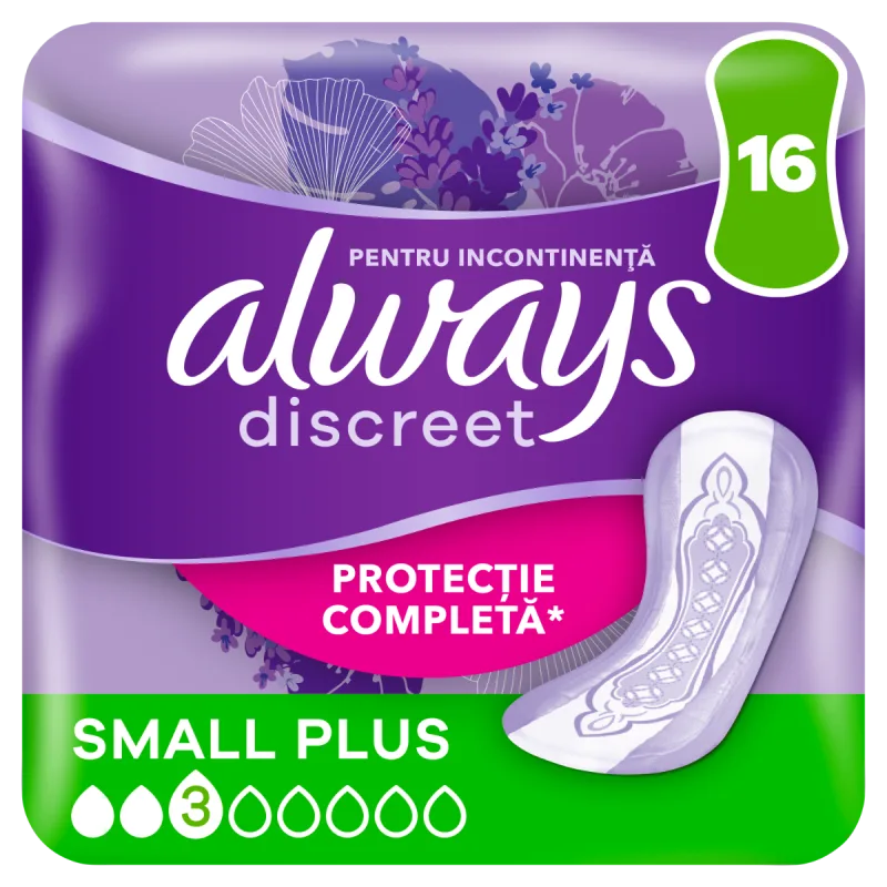 Absorbante pentru incontinenta urinara Discreet Small Plus, 16 bucati, Always — preț și oferte