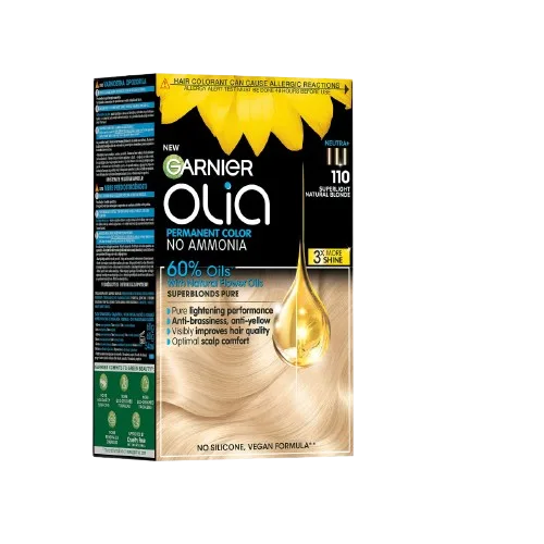 Vopsea de par permanenta fara amoniac 110 Super Light Natural Blonde Olia, 174ml, Garnier — preț și oferte