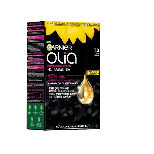 Vopsea de par permanenta fara amoniac Olia 1.0 Night Black, 174ml, Garnier — preț și oferte