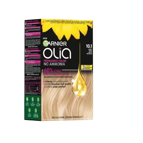 Vopsea de par permanenta fara amoniac 10.1 Ashy Very Light Blonde Olia, 174ml, Garnier — preț și oferte
